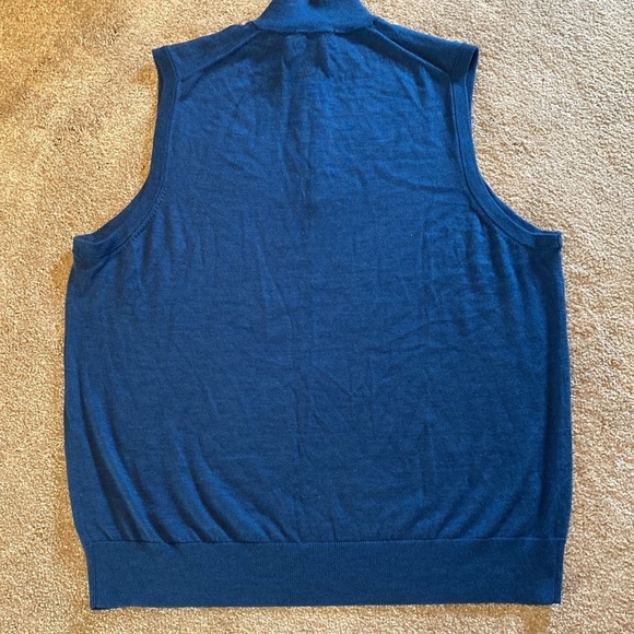Brooks Brothers Half Zip Italian Yarn Merino Wool Knit Sweater Vest Teal XXL - Picture 6 of 6